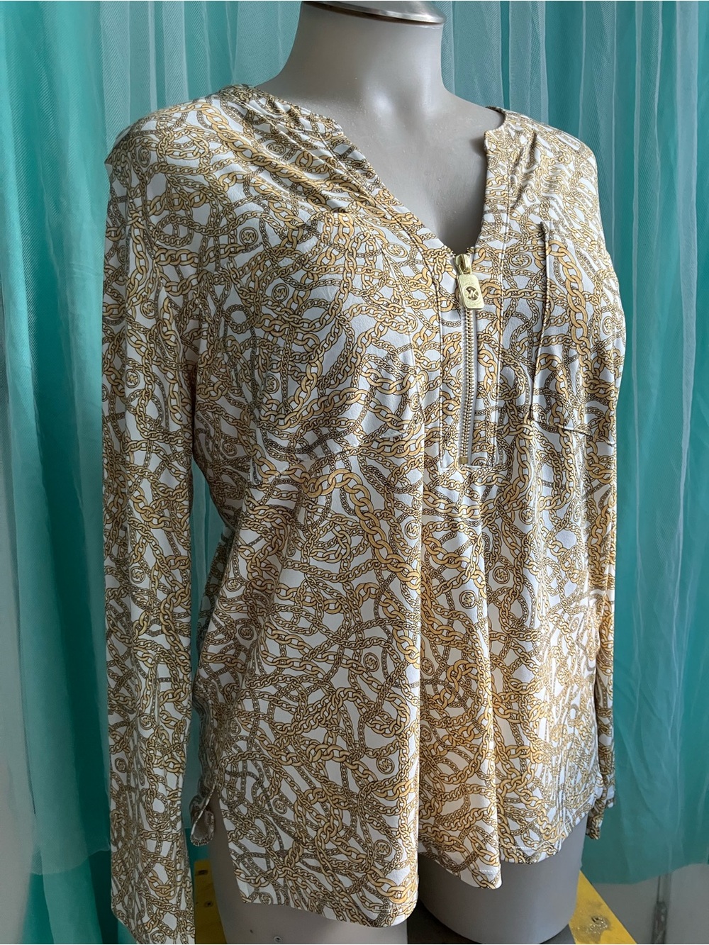 Michael Kors Gold and White Blouse